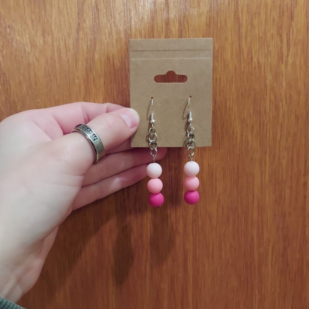 Handmade pink faded earrings